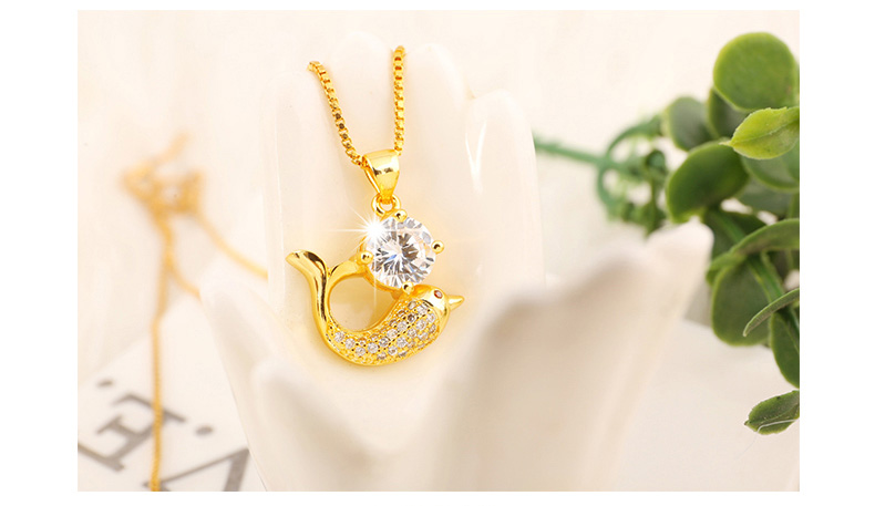 足金轉運珠海豚吊墜項鏈