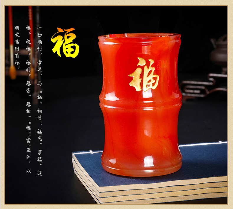 三色匠心啟航閱讀氣清如蘭玉石筆筒