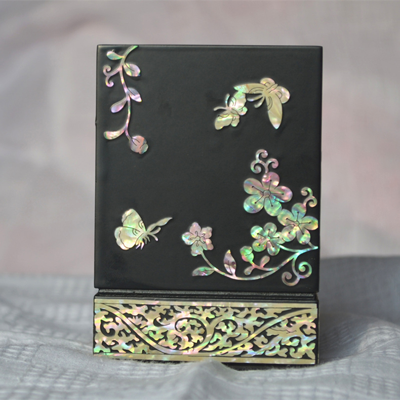 復(fù)古螺鈿漆器實木質(zhì)貝殼筆筒