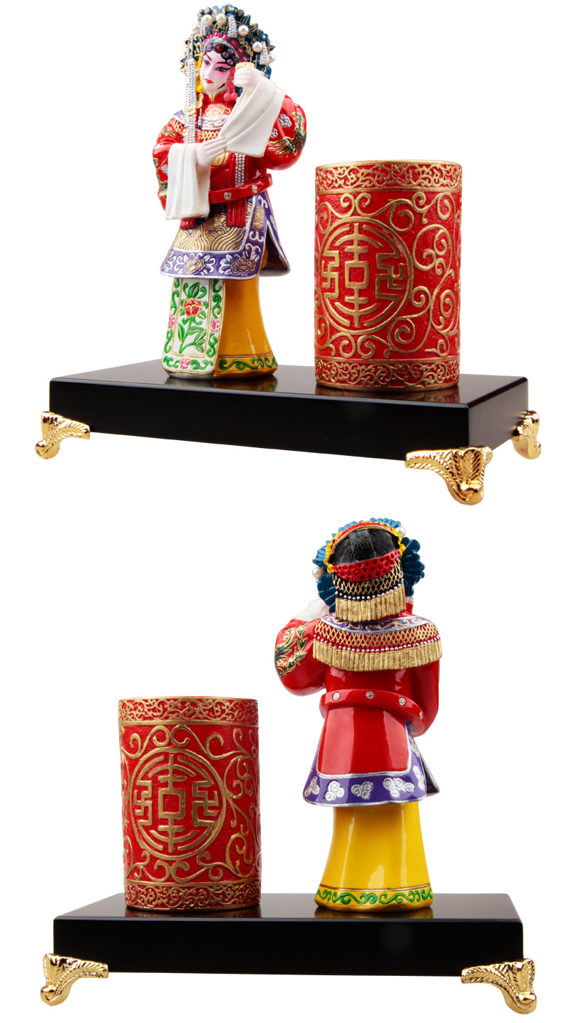 兩款匠心啟航閱讀國(guó)粹京劇人物臉譜泥塑彩繪筆筒