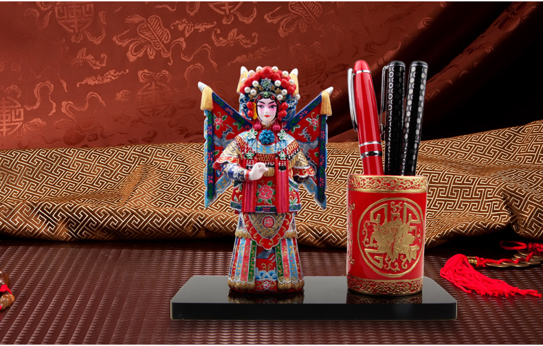 兩款匠心啟航閱讀國(guó)粹京劇人物臉譜泥塑彩繪筆筒