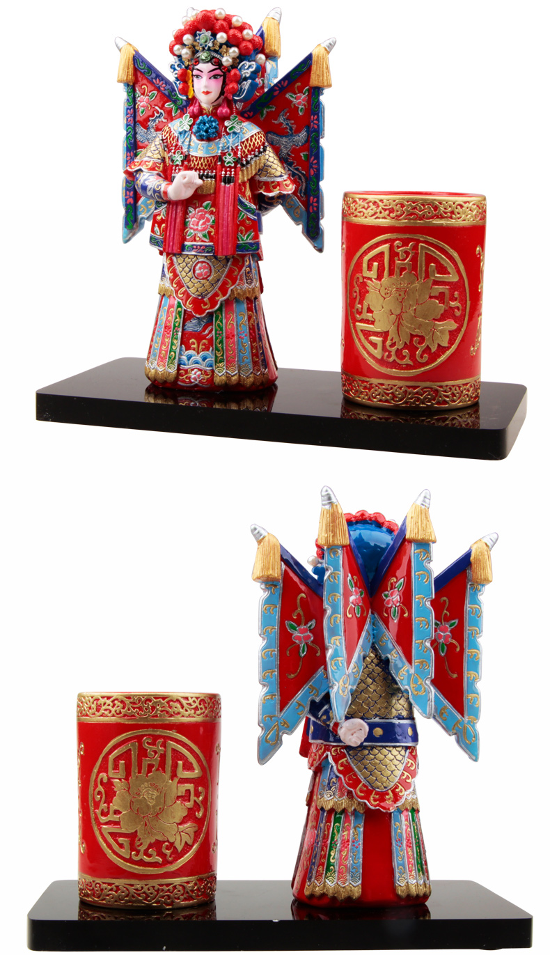 兩款匠心啟航閱讀國(guó)粹京劇人物臉譜泥塑彩繪筆筒