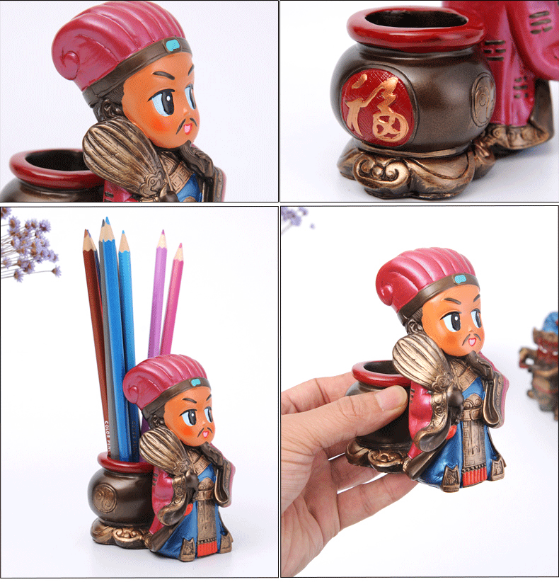 匠心啟航閱讀特色三國(guó)人物公仔創(chuàng)意筆筒