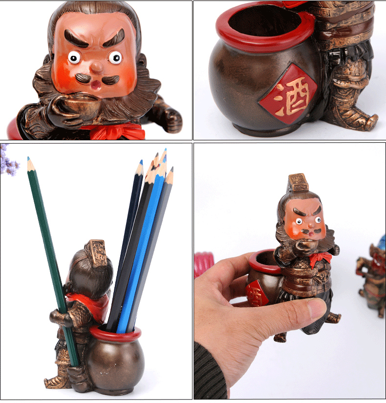 匠心啟航閱讀特色三國(guó)人物公仔創(chuàng)意筆筒