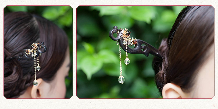 匠心啟航閱讀水晶新娘盤發(fā)步搖流蘇手工簪子