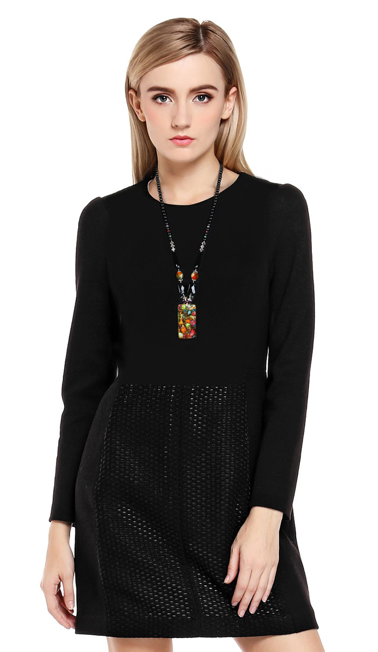 奢華復(fù)古水晶黑瑪瑙毛衣長款項(xiàng)鏈