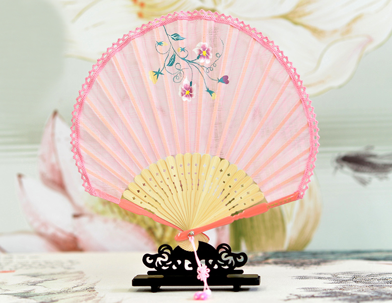 匠心啟航閱讀扇子女式棉麻布扇貝殼扇