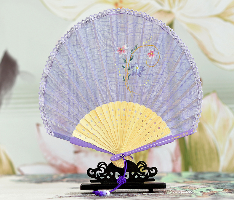 匠心啟航閱讀扇子女式棉麻布扇貝殼扇