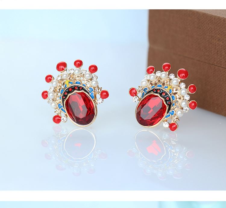 匠心啟航閱讀京劇臉譜刀馬旦水晶耳環(huán)