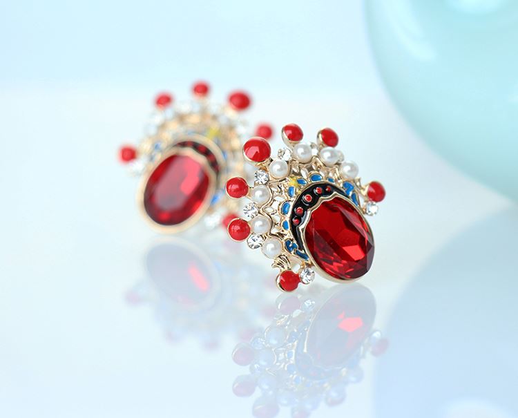 匠心啟航閱讀京劇臉譜刀馬旦水晶耳環(huán)