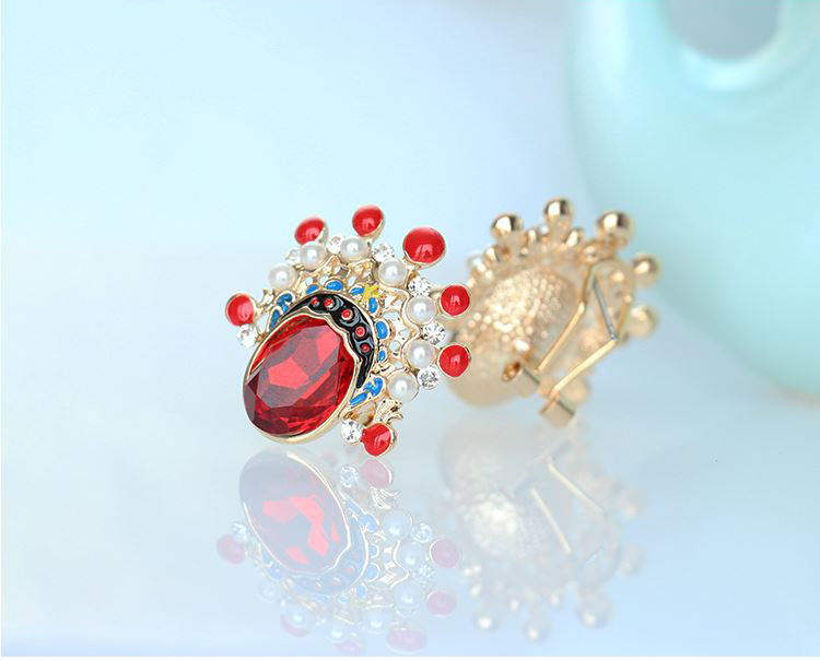 匠心啟航閱讀京劇臉譜刀馬旦水晶耳環(huán)