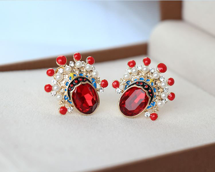 匠心啟航閱讀京劇臉譜刀馬旦水晶耳環(huán)