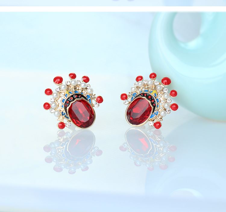 匠心啟航閱讀京劇臉譜刀馬旦水晶耳環(huán)