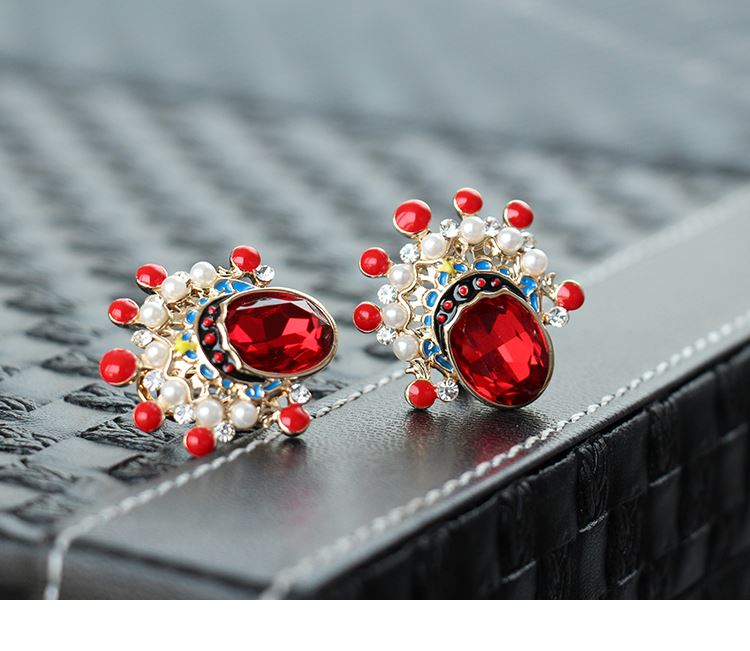 匠心啟航閱讀京劇臉譜刀馬旦水晶耳環(huán)