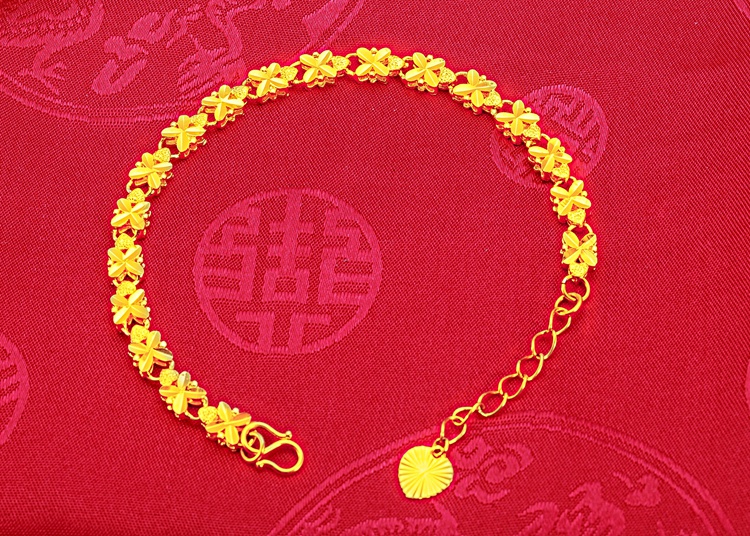 18k黃金玲瓏轉運珠手鏈女款