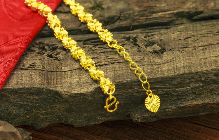 18k黃金玲瓏轉運珠手鏈女款