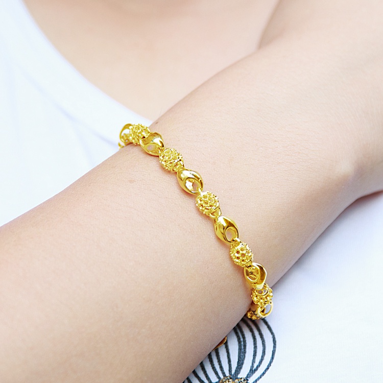 18k黃金玲瓏轉運珠手鏈女款