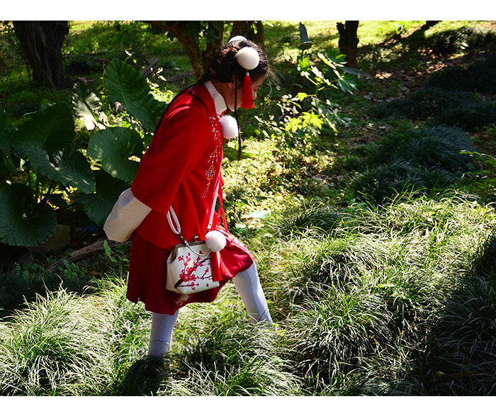 古風漢服紅色梅花小方包