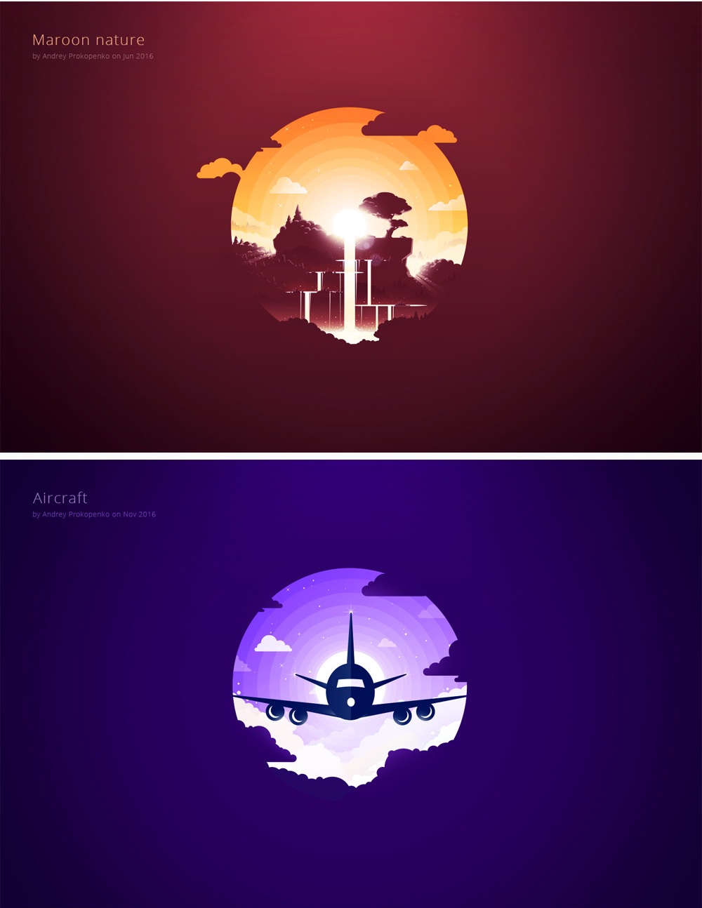 簡約唯美漸變插畫繪制，風(fēng)景美如畫!