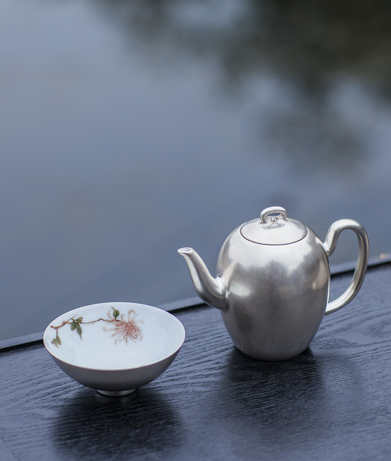 匠心啟航閱讀梅蘭竹菊鎏銀茶具套裝