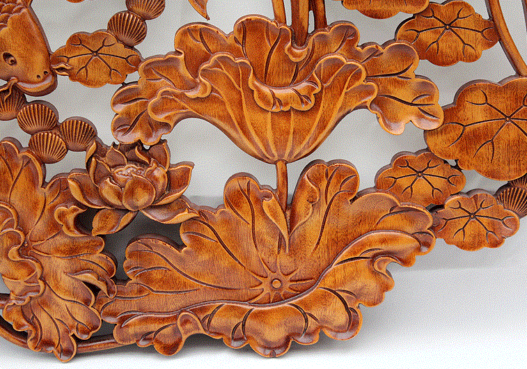 年年有余，精致香樟木創(chuàng)意木雕