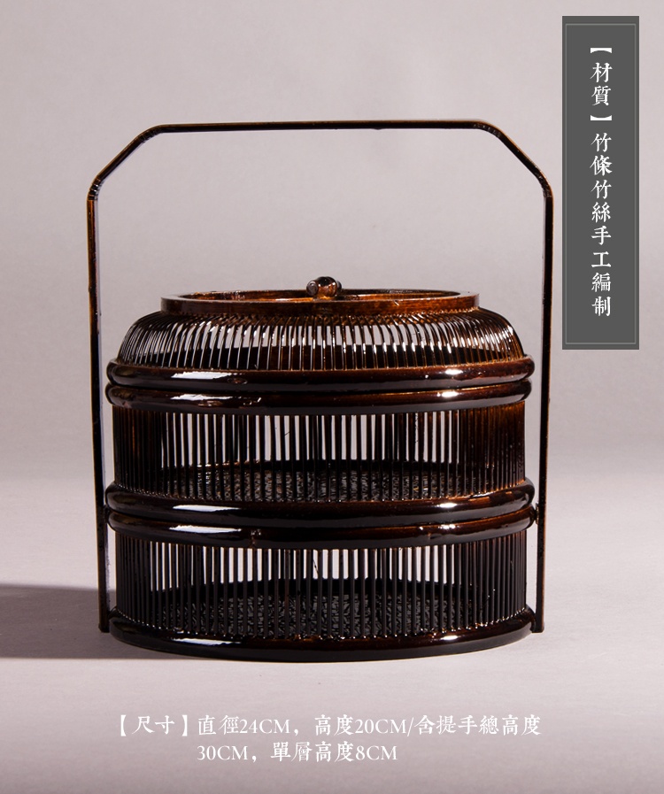 復(fù)古匠心啟航閱讀手提籃子，精致手工竹編餐籃