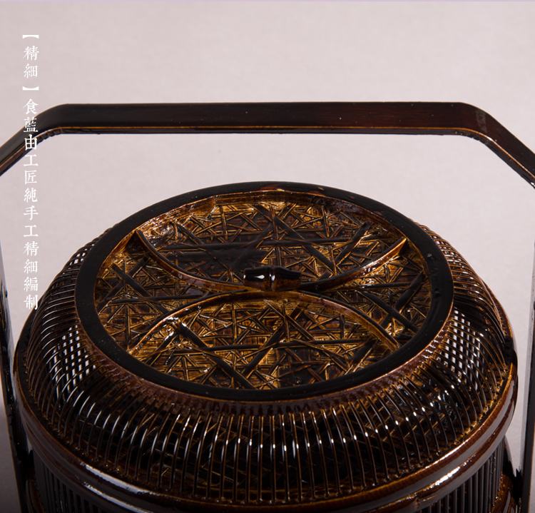 復(fù)古匠心啟航閱讀手提籃子，精致手工竹編餐籃