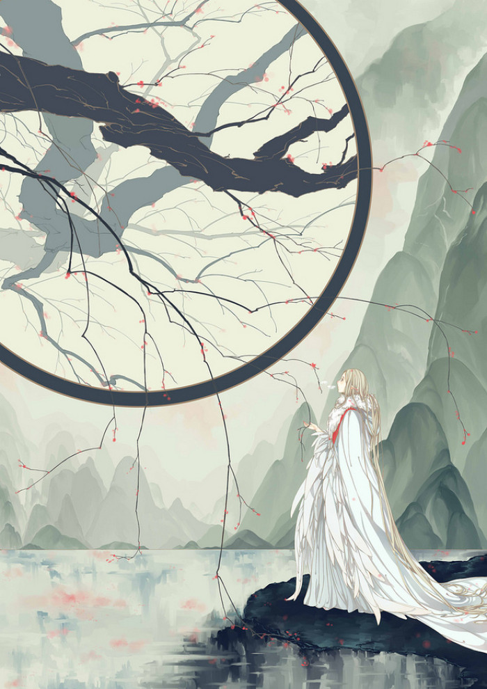 古風唯美插畫，抽象細膩的手繪插畫