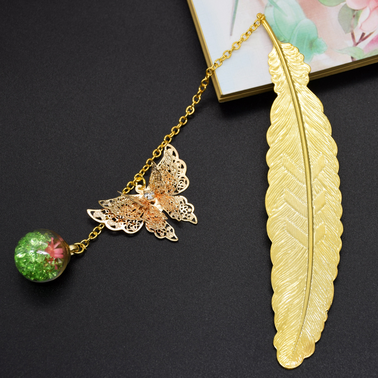 精致華麗書簽，蝴蝶飛舞金屬書簽