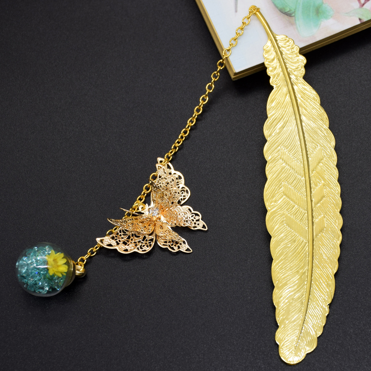 精致華麗書簽，蝴蝶飛舞金屬書簽