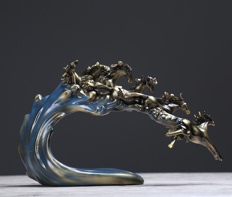 萬(wàn)馬奔騰工藝品，匠心啟航閱讀馬到成功擺飾