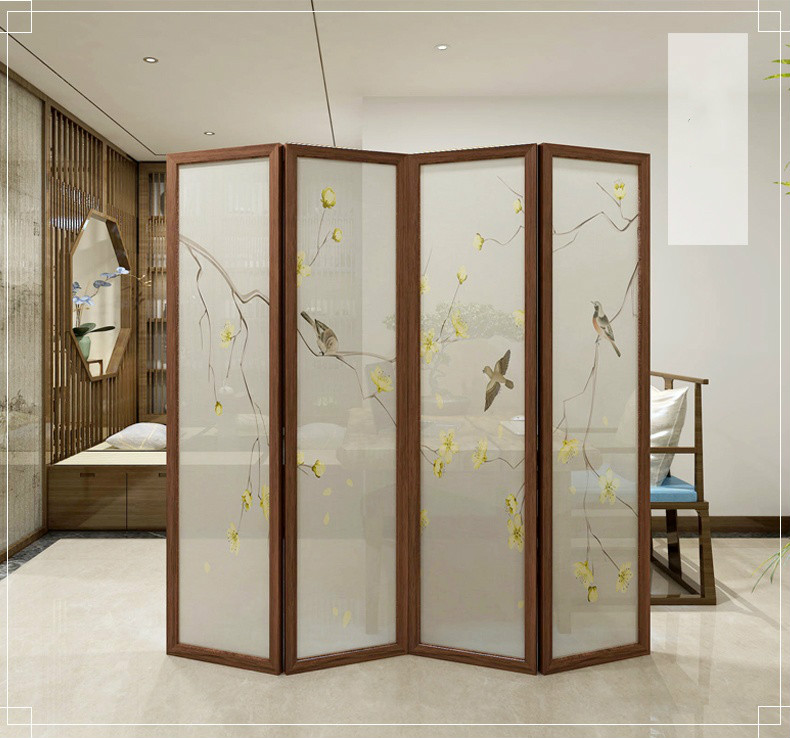 精致油畫屏風(fēng)，秀麗中式屏風(fēng)