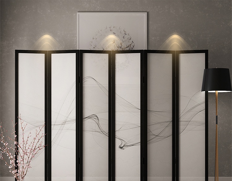 煙縷油布屏風(fēng)，簡(jiǎn)約現(xiàn)代中式屏風(fēng)