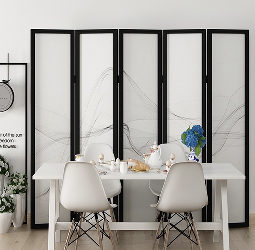 煙縷油布屏風(fēng)，簡(jiǎn)約現(xiàn)代中式屏風(fēng)