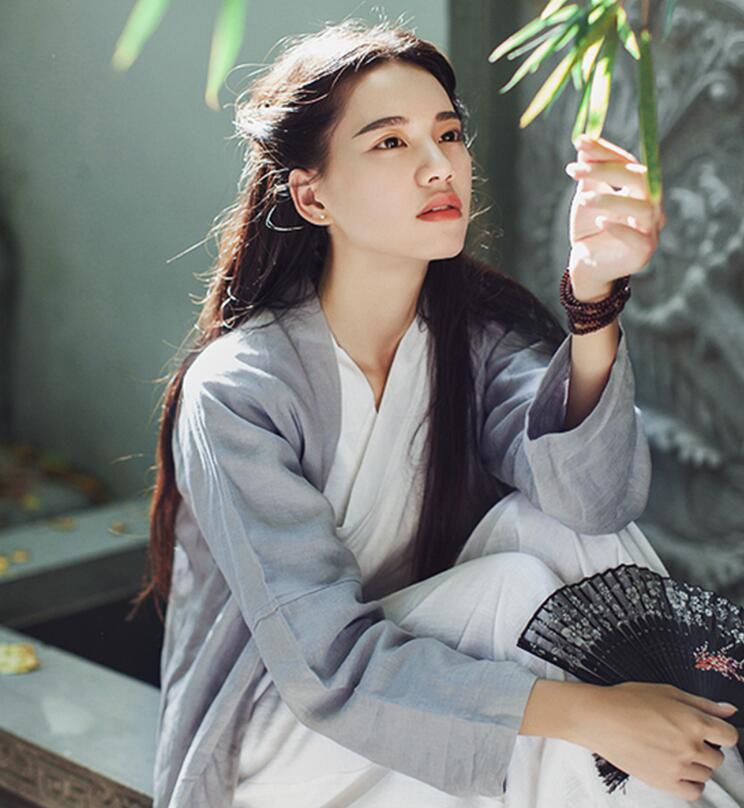 兩款復(fù)古亞麻民國風(fēng)漢服，白色簡約中式漢服