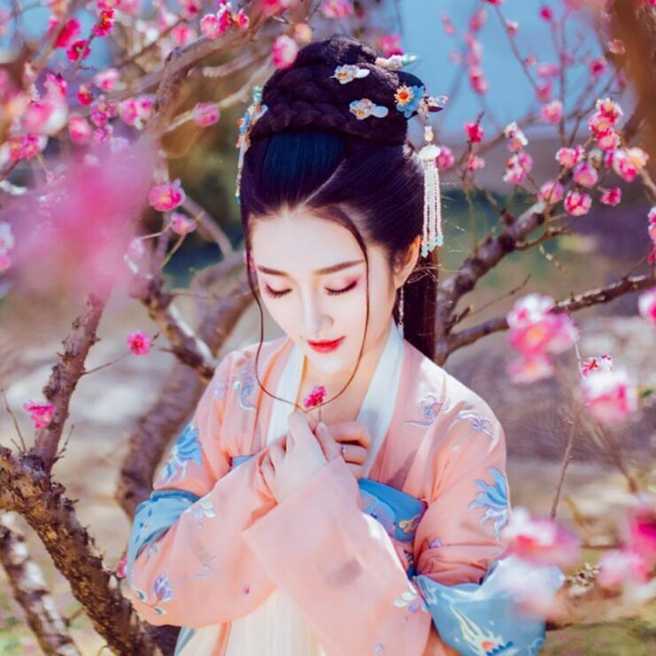 復古漢服齊胸襦裙，新款繡花漢服美女圖片