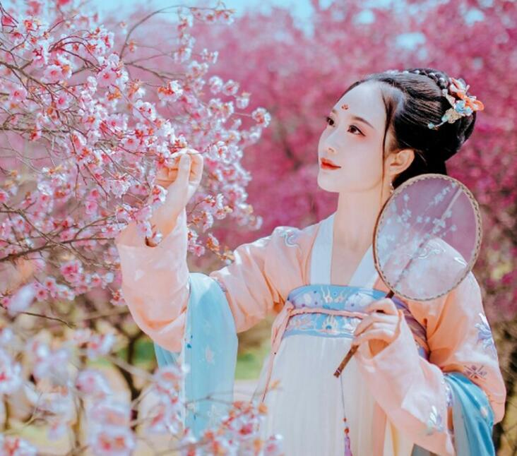 復古漢服齊胸襦裙，新款繡花漢服美女圖片