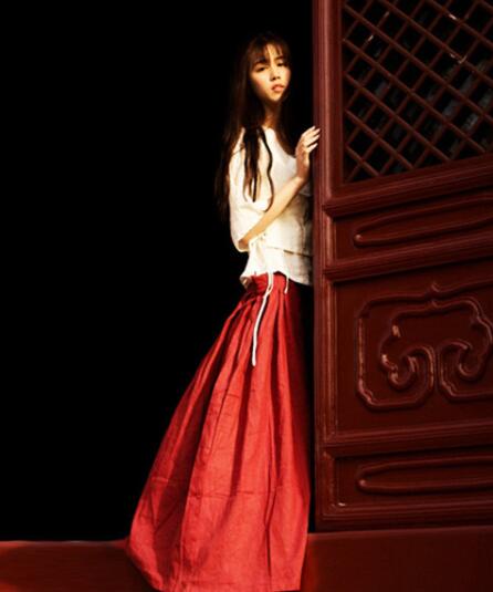 民族風漢元素古風漢服，棉麻女裝漢服美女圖片