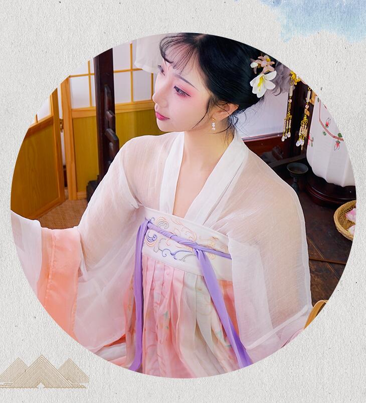 繡花印花齊胸襦裙，原創(chuàng)漢服美女圖片