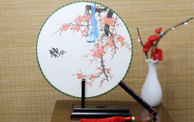 雙面印花團(tuán)扇，古典宮廷漢服扇子