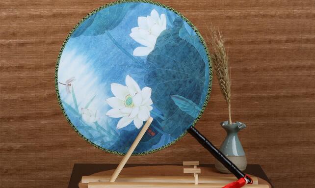 雙面印花團(tuán)扇，古典宮廷漢服扇子