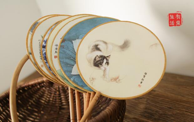 古典漢風(fēng)宮廷團(tuán)扇，清新文藝復(fù)古圓扇子