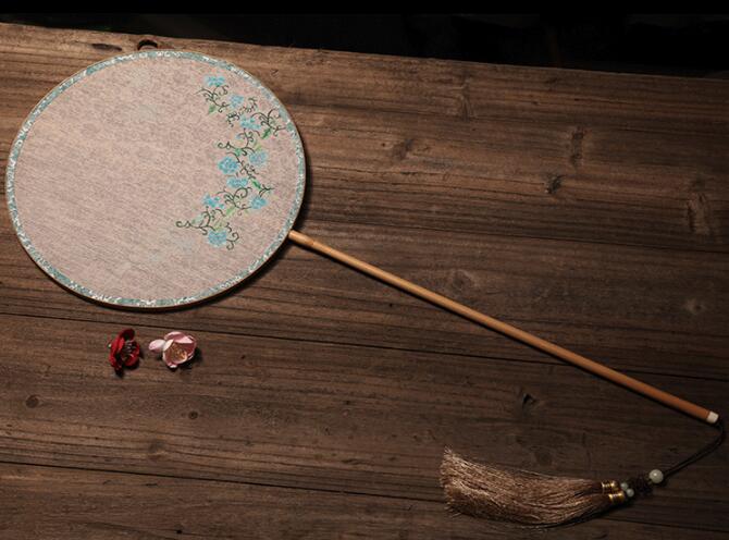 匠心啟航閱讀手工古典團(tuán)扇，漢服宮扇長柄手繪扇子