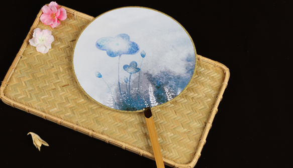 六款圖案女式團扇，古風(fēng)工藝漢服古典扇子圖片