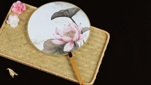 六款圖案女式團扇，古風(fēng)工藝漢服古典扇子圖片