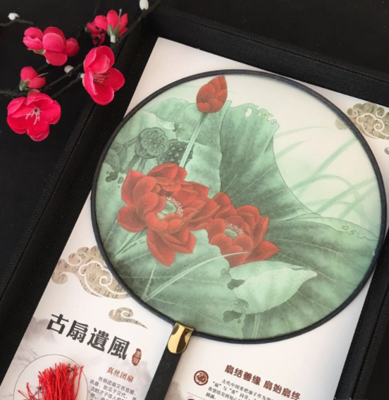 匠心啟航閱讀復(fù)古仿竹團(tuán)扇，真絲半透明雙面團(tuán)扇圖片