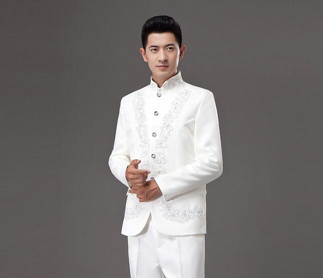 青年修身中山裝，立領(lǐng)中山裝演出服