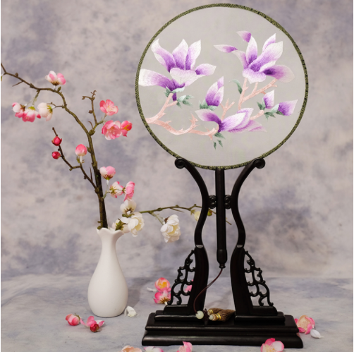 四款雙面繡花匠心啟航閱讀團扇，古風宮扇古典扇子圖