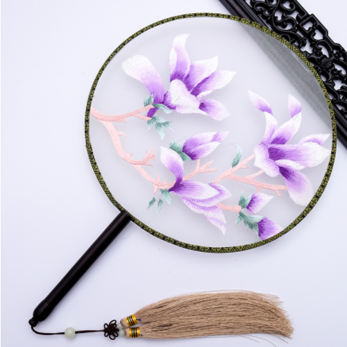 四款雙面繡花匠心啟航閱讀團扇，古風宮扇古典扇子圖