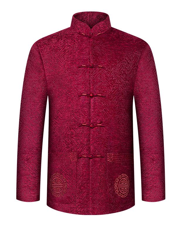 中老年人款仿唐中山裝，匠心啟航閱讀復(fù)古刺繡中山裝